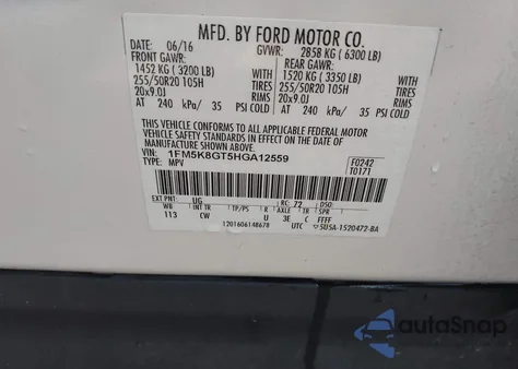 2017 Ford Explorer Sport from USA, damaged, VIN 1FM5K8GT5HGA12559
